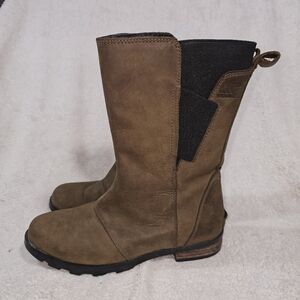 Sorel Emeline Mid Boots Brown Leather SZ 8.5